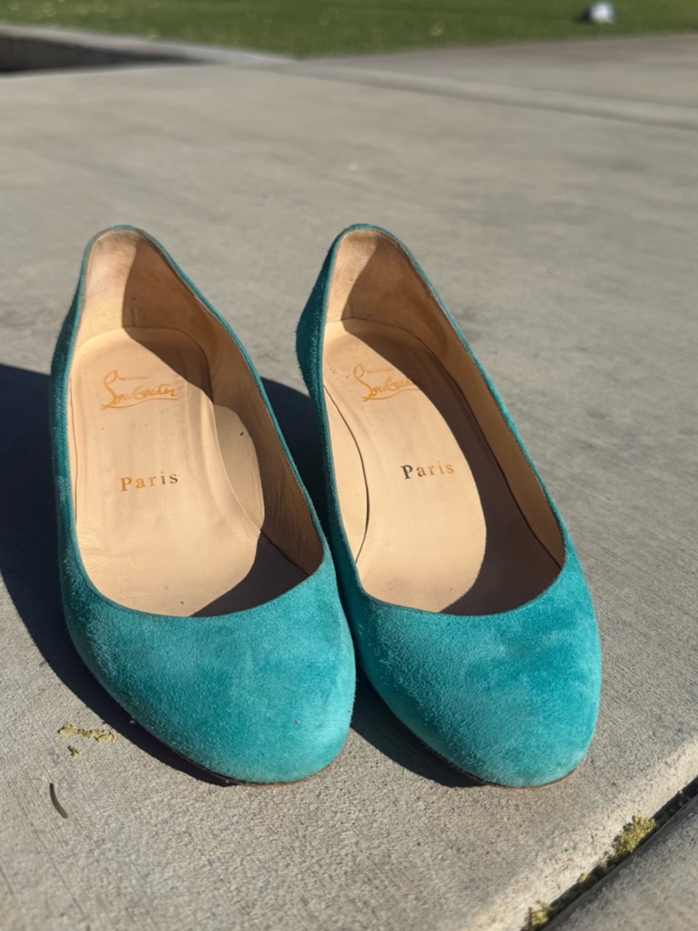Christian Louboutin Teal Suede Wedges Sz 35